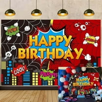 Red Spider Web Backdrop Party Decoration Supplies, 5 * 3ft Super Heros Photo Decor Banner for Boys Baby Shower Birthday Party Photography Background