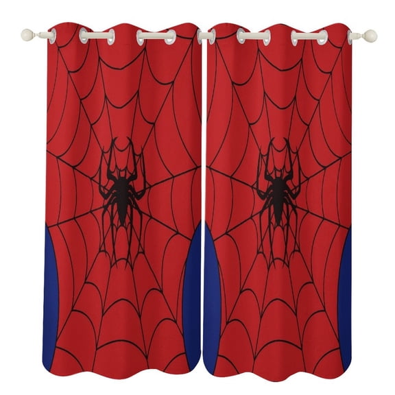 Red Spider Web Black Cartoon 2 Panels Blackout Curtains for Bedroom Living Room Drapes Kitchen Room Window Curtain Grommet