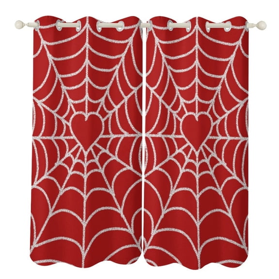 Red Spider Web Black Cartoon 2pcs Blackout Curtains For Living Room Bedroom Grommet Top Window Set for Left And Right Biparting Open