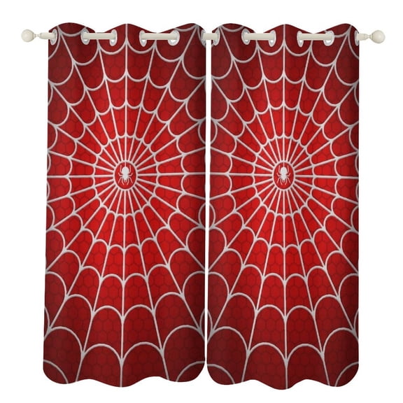 Red Spider Web Black Cartoon 2pcs Blackout Curtains For Living Room Bedroom Grommet Top Window Set for Left And Right Biparting Open