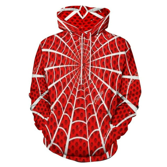 Red Spider Web Black Cartoon 3D Print Hoodie Men Women Autumn Thin Pullover Sweatshirt Vintage Streetwear Tops