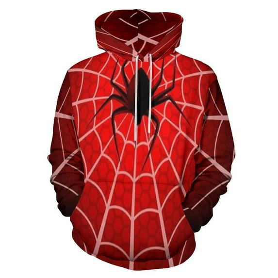 Red Spider Web Black Cartoon 3D Print Hoodie Men Women Autumn Thin Pullover Sweatshirt Vintage Streetwear Tops