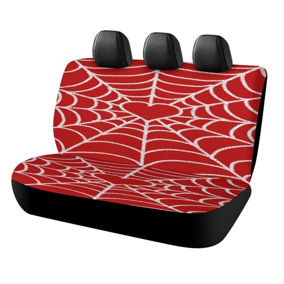 Red Spider Web Black Cartoon Car Rear Seat Cover, Suitable for Automobiles SUV、 General Motors Back Seat Protectors for Cars, Trucks