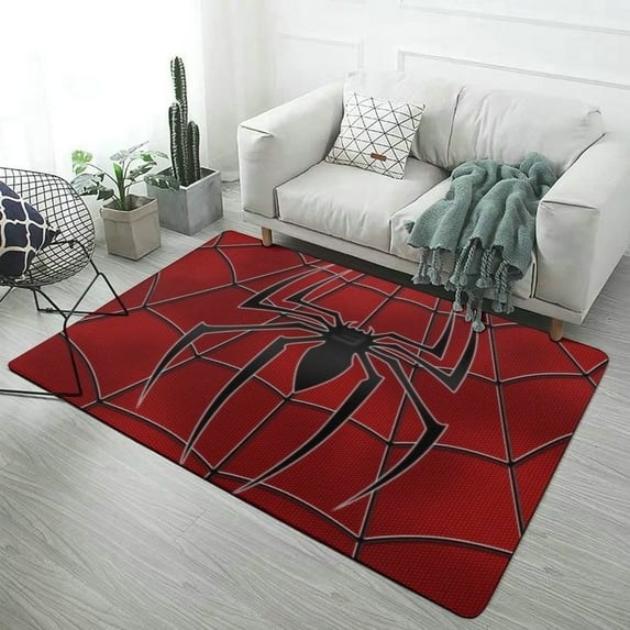 Red Spider Web Black Cartoon Carpet for Home Decoration Soft Comfy Rugs for Bedroom Living Room Bathroom Entrance Non-slip Comfort Mat