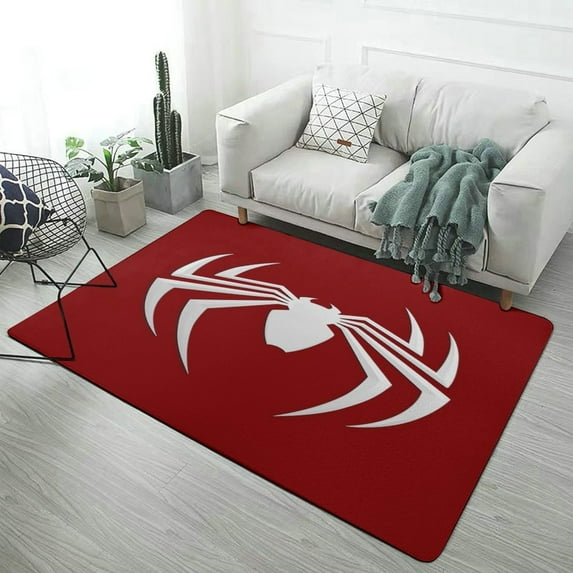 Red Spider Web Black Cartoon Carpet for Home Decoration Soft Comfy Rugs for Bedroom Living Room Bathroom Entrance Non-slip Comfort Mat