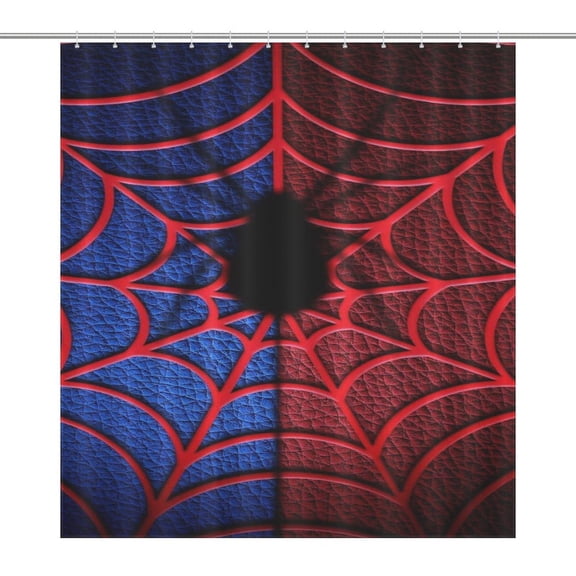 Red Spider Web Black Cartoon Shower Curtain Ornament Bathroom Curtains with Fabric Bathroom Decor