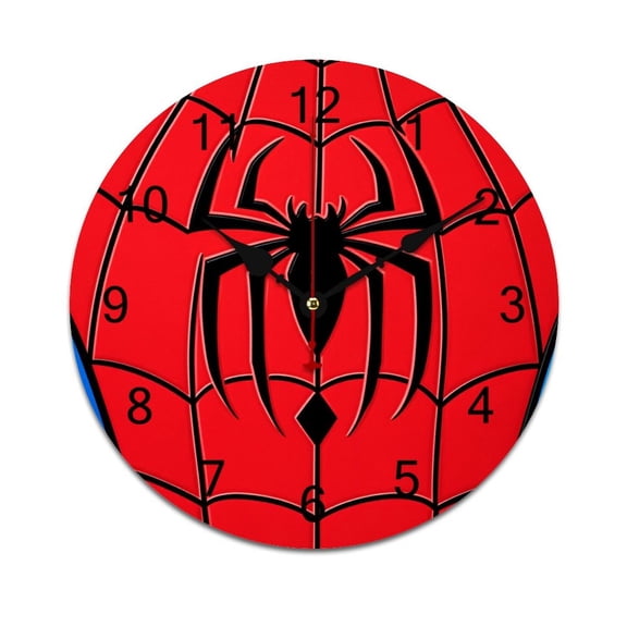 Red Spider Web Black Cartoon Time Decorative Wall Clocks Round Large Wall Watch Bedroom Home Decor 10in