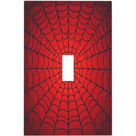 Red Spider Web Black Line Simplicity Decorative Light Switch Cover 1 Gang Single Toggle Device Electrical Faceplate Switchplates Decorator Outlet Wall Plate For Kids Room Home Decor