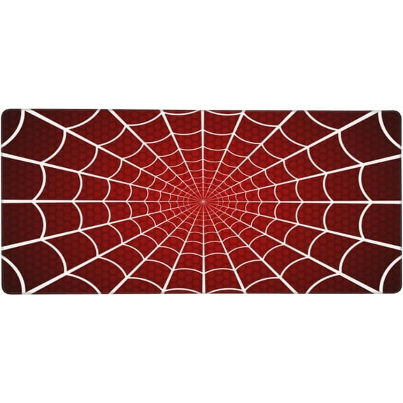 Red Spider Web Gaming Mouse Pad XL, Extended Stitched Edges Mousepad, Large Mouse Mat Desk Pad, Long Non-Slip Rubber Base Mice Pad（35.5x16 Inch）