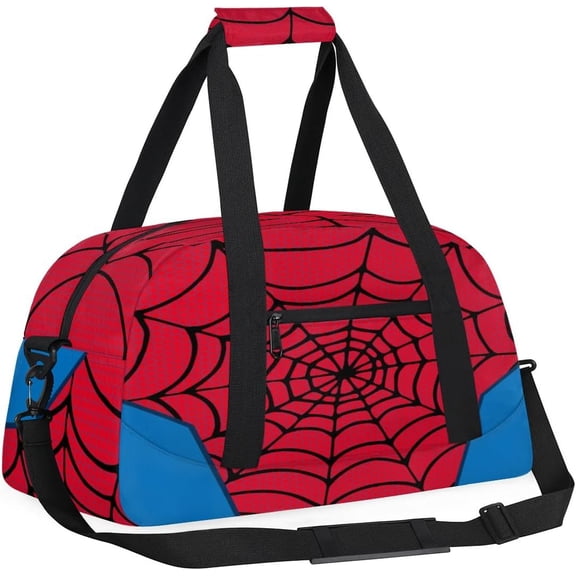 Red Spider Web Overnighter Duffel Bags for Boys Girls, Carry- Size Gym Bag for School Practice or Overnight Travel Weekender Sleepover Workout Tote Bag