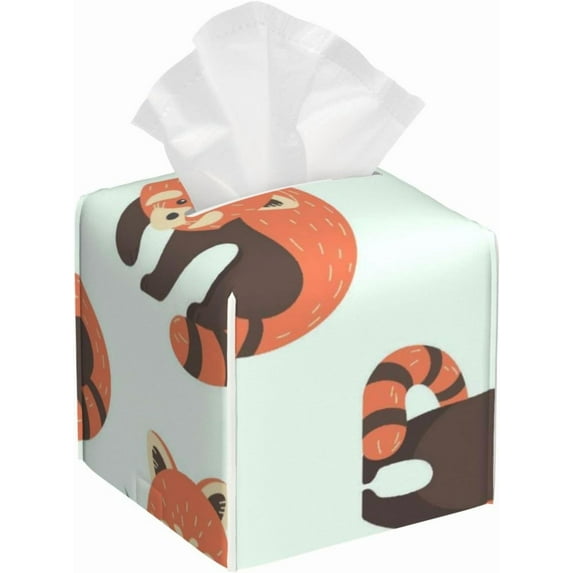 Red Spider Web Square Leather Tissue Box Cover - Premium Organizer with Non-Slip Base for Bathroom Vanity, Nightstand & Countertop