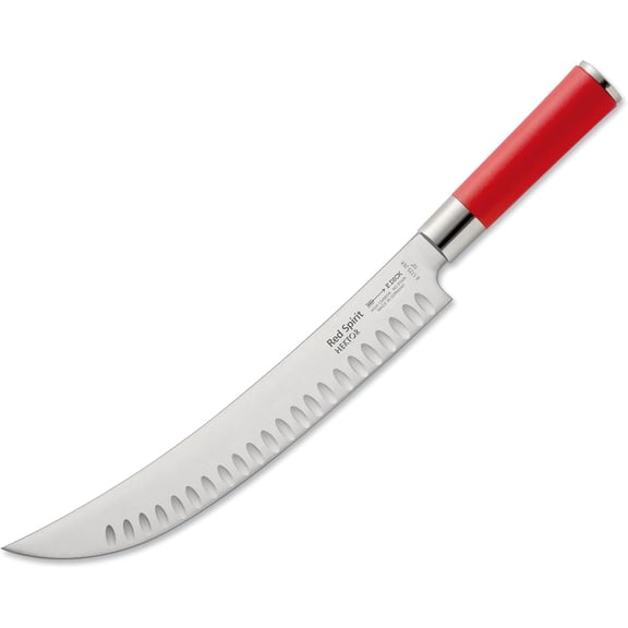Red Spirit Carving Knife Hektor - Kitchen knife with 10.2 curved blade & 56 HRC - Ideal for cutting large pieces of meat - Stainless steel - Ultra sharp - Ergonomic handle - Made in Germany