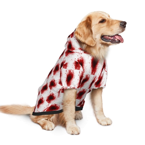 Red Splatter Pattern Dog Hoodie Pet Coat for Medium and Large Dogs Daily Use Medium