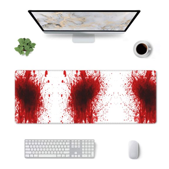 Red Splatter Pattern Large Non-Slip Rubber Base Mousepad Keyboard Mouse Mat Desk Pad With Stitched Edges 31.5x11.8inch\r\n﻿