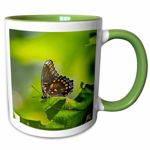 Red Spotted Purple Butterfly II 11oz Two-Tone Green Mug mug-28937-7