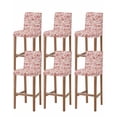thumbnail image 1 of Red Spring Floral Bar Stool Covers Set of 6, Summer Botanical Farmhouse Stretch Washable Bar Chair Covers with Backs, Removable Pub Counter Height Chair Cover for Kitchen Dining Room Cafe, 1 of 7