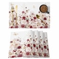 thumbnail image 1 of Red Spring Floral Placemats Set of 8, Elegant Pastoral Flowers Watercolor Placemats for Dining Table, Place Mats for Kitchen Tabletop, Waterproof Wipeable Dining Table Mats Set, 1 of 9