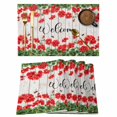 thumbnail image 1 of Red Spring Floral Placemats Set of 8 Welcome Green Botanical Vintage Place Mats Indoor Wipeable Table Mats Washable Cloth Dining Table Placemats for Kitchen Holiday Party Home Decor 13x19 Inch, 1 of 9