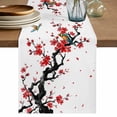 thumbnail image 1 of Red Spring Floral Table Runner, Birds Branches Watercolor Flowers Washable Cotton Linen Table Runners 72 Inches Long, Dresser Scarf Runner for Dining/Coffee/Kitchen/TV Stands/Cabinets 13''x72'', 1 of 9