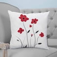 thumbnail image 1 of Red Spring Floral Throw Pillow Covers, Soft Pillowcases with Invisible Zipper, Pastoral Summer Botanical Elegant Decorative Square Pillow Cushion Covers for Living Room Couch Sofa Bed 18x18 Inches, 1 of 8