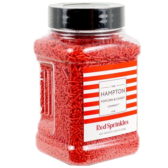Red Sprinkles Jimmies 11.28 oz, Red Sprinkles For Cake Decorating, Cake Sprinkles, Red Sprinkles For Cupcakes, Sprinkles For Baking, Ice Cream & More, The Hampton Candy Company