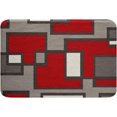 Red Square Bath Mats for Bathroom,Geometric Interspersed Bathroom Mats