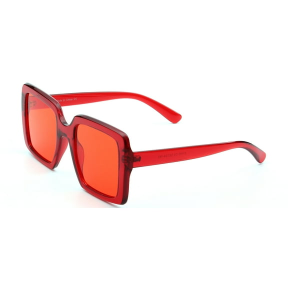 Red Square Frame Red Lens Sunglasses - UV Protection Vibrant Party & Daily Eyewear
