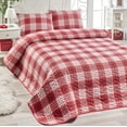 thumbnail image 1 of Red Square Full/Queen Size Bedspread/Coverlet Set – 3 Piece Quilt Set with Pillowcases, All-Season Lightweight, Digitally Printed Design, 65% Cotton, Made in Turkey – Soft, Durable, Machine Washable, 1 of 3