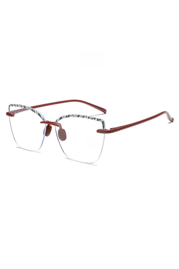 Red Square Oversized Rimless Lightweight Reading Glasses for Women Men Blue Light Blocking Readers TR90 Personalized Flexible Presbyopic Glasses +2.50