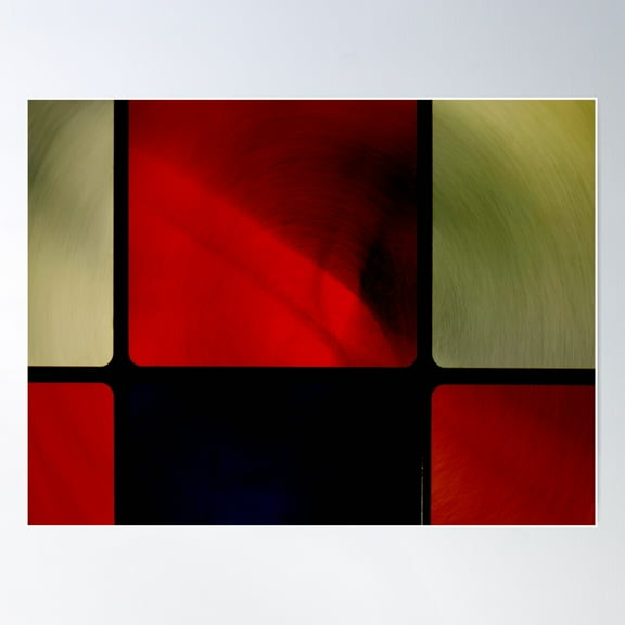 Red Squares 02180 -- Bold Shapes, Sophisticated Glow Poster Wall Art, Modern Wall Decor For Living Room Bedroom, 12x18 UNFRAMED