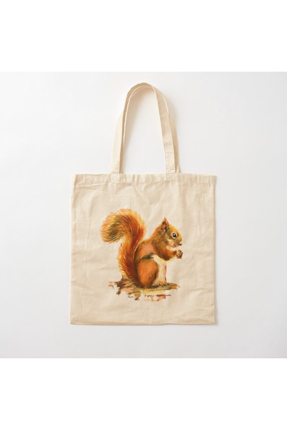 Red Squirrel Animal Canvas Tote Bags, Reusable Shopping Bag