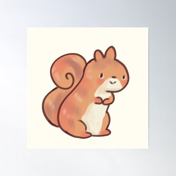 Red Squirrel Illustration Poster Wall Art, Modern Wall Decor For Living Room Bedroom, 8x12 UNFRAMED
