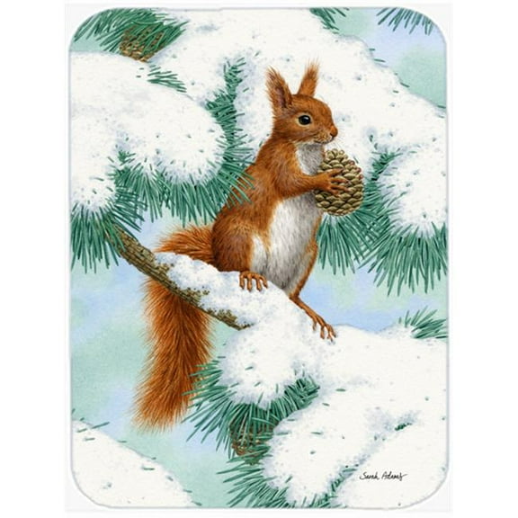 Red Squirrel With Pine Cone Glass Cutting Board- Large