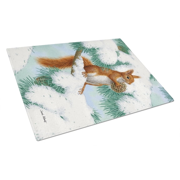 Red Squirrel with Pine Cone Glass Cutting Board Large