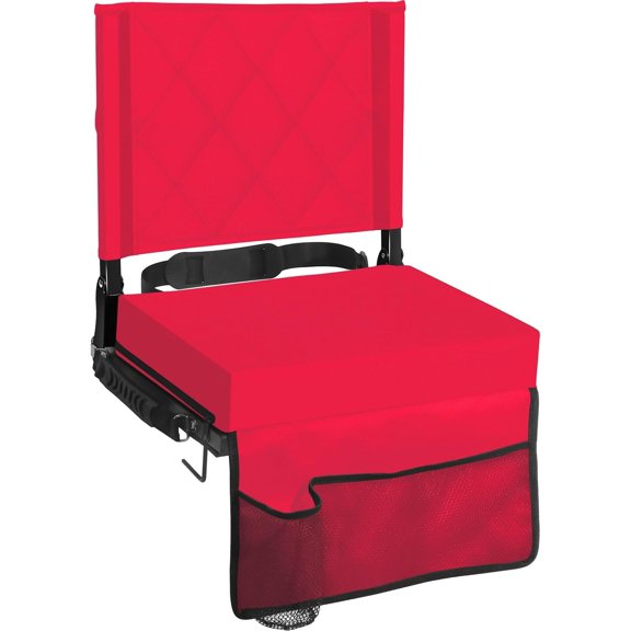 Red Stadium Seats for Bleachers with Support, Padded Soft Comfy Backs and Cushion, Extremely Large and Portable
