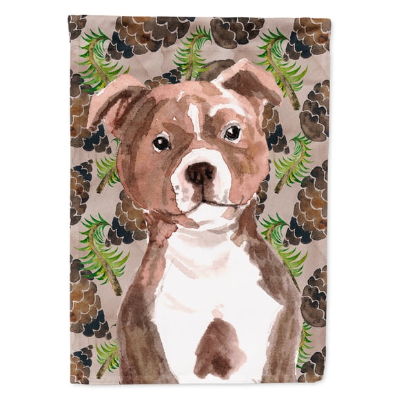 Red Staffie Bull Terrier Pine Cones House Flag