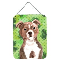 Red Staffie Bull Terrier St. Patricks Wall or Door Hanging Prints