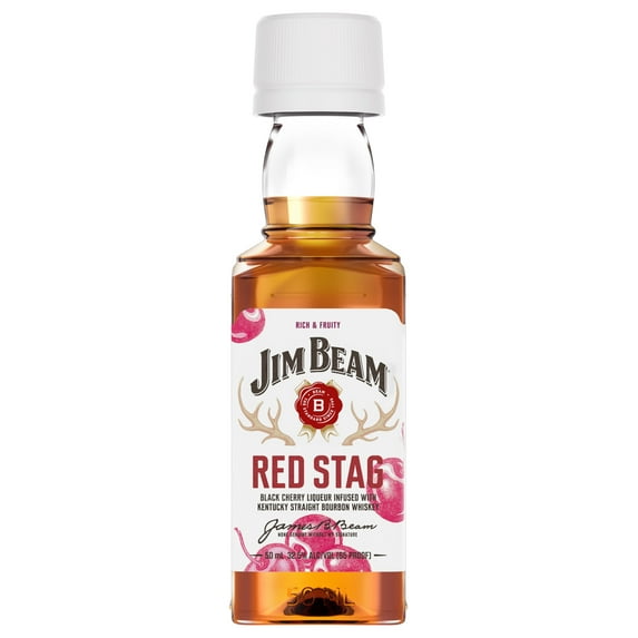 Red Stag Black Cherry Infused Straight Bourbon Flavored Whiskey, 10 Pack 50 ml PET Bottles, 33% ABV