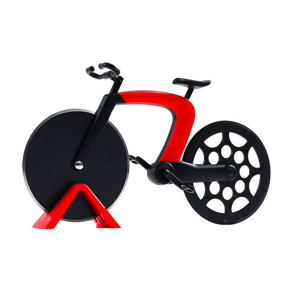Red Stainless Steel Pizza Cutter With Bicycle Design, Rolling Pizza Wheel For Cutting Pizza Dough, Kitchen Baking Tool With Ergonomic Handle, Easy To Clean Pizza Slicer