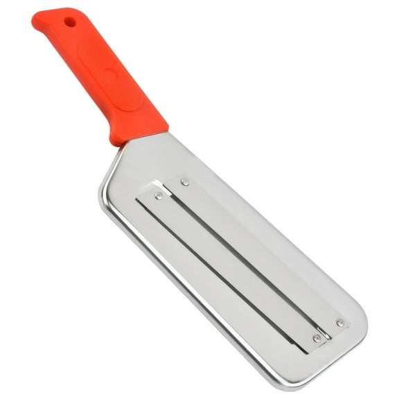 Red Stainless Steel Vegetable Julienne Slicer, Multi-Functional Double-Layer Slicer with Plastic Handle, Heavy Duty Shredder for Cabbage, Potato, Fruits, and Sugar Cane