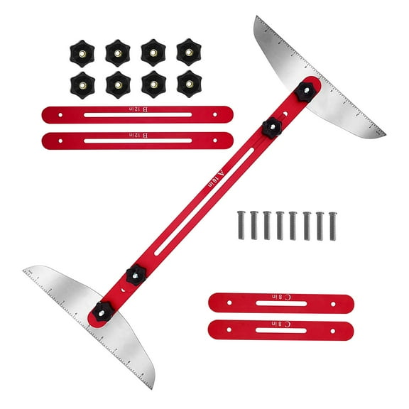Red Stair Tread Template Measuring Tool Easily Adjust Angle, Length and Height Adjustable Reusable Accurate Accessory Shelf Scribe