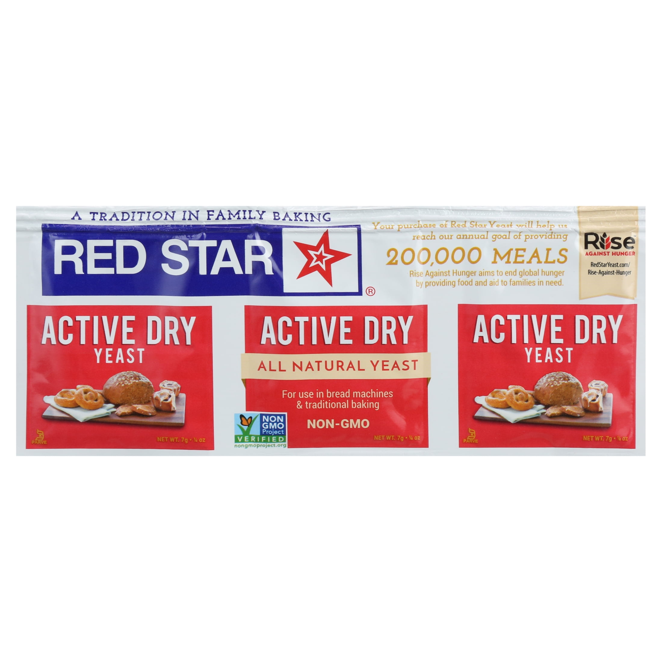 Red Star AllNatural Active Dry Yeast, 0.75oz, 3Packets, Bread