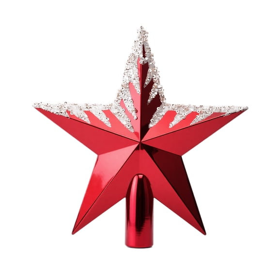 Red Star Christmas Tree Topper with Glitter Edges, 9.84 Inch Holiday Tree Decoration