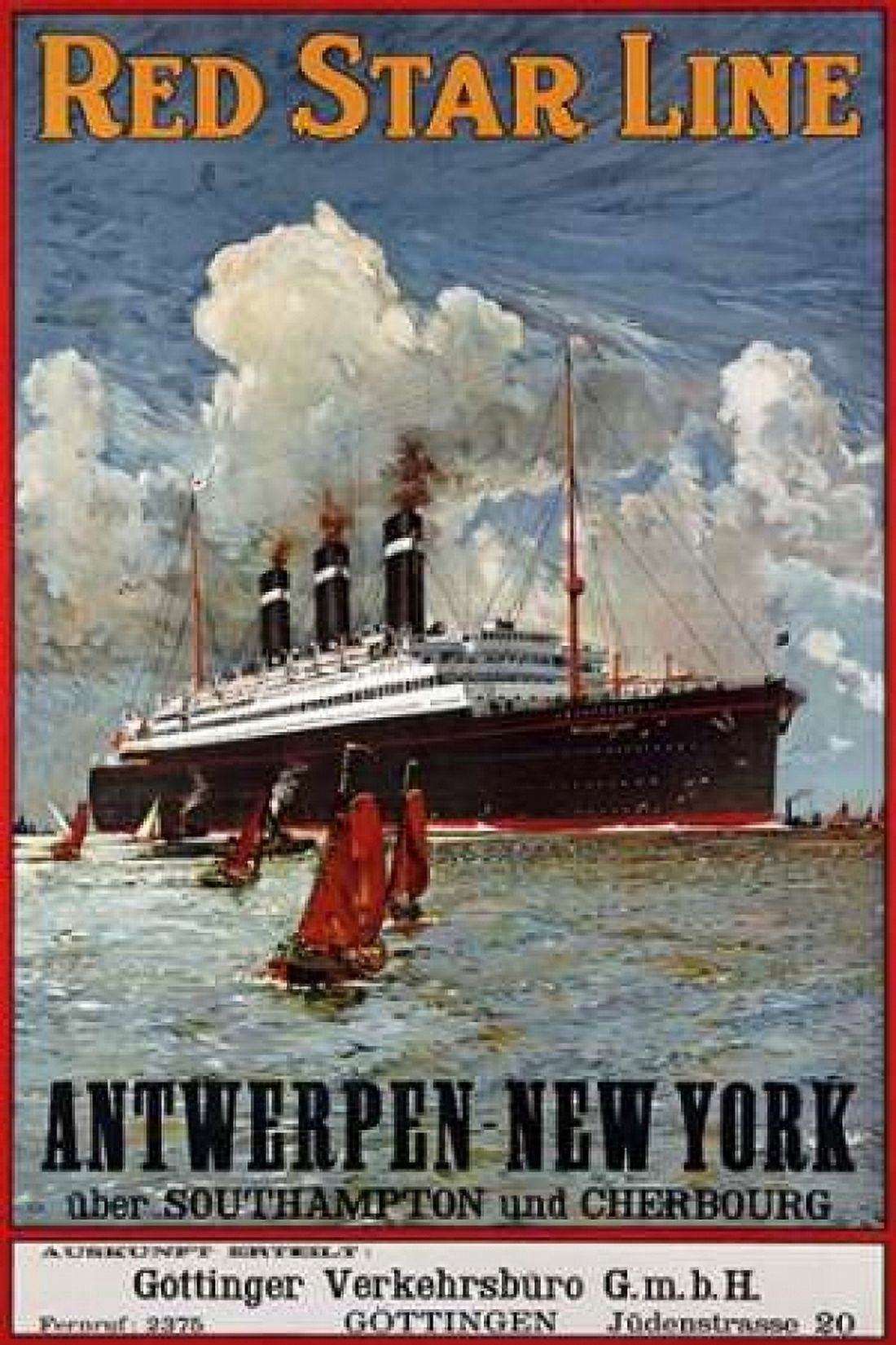 Red Star Line Antwerpen-New York Canvas Art - Unknown (24 x 36)