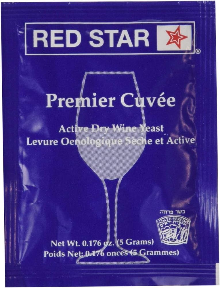 Red Star Premier Cuvée Wine Yeast - Pack Of 12 Packets - Fast, Clean Fermenter, High Alcohol Tolerance