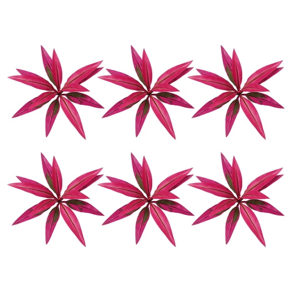 Red Star-Shaped Artificial Flowers 6-Piece Set for Home Decor, Holiday & Cafe Display – UV-Resistant Plastic Fake Blooms, No Water or Maintenance Required