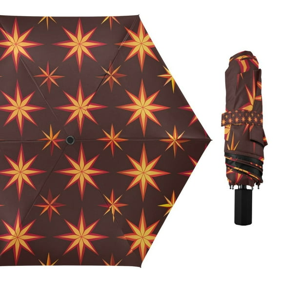 Red Stars Compact Sun Umbrella Windproof Travel Umbrellas for Rain Strong Portable UV Protection