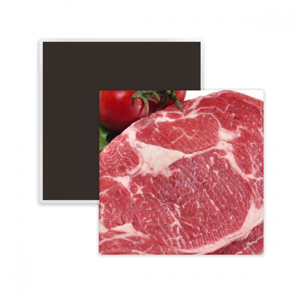 Red Steak Raw Meat Food Texture Square Ceracs Fridge Magnet Keepsake Memento