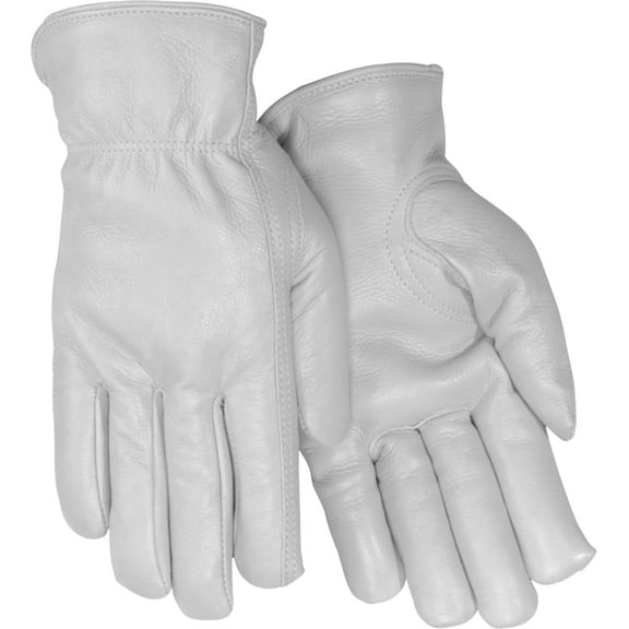 Red Steer 1765 Premium Grain Goatskin Leather Gloves, Shirred Elastic Back, Keystone Thumb, Self Hemmed, Size Large, Sold by Pair