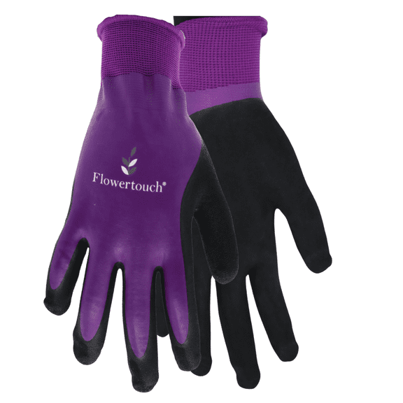 Red Steer A204 Flowertouch H2O Waterproof Purple Women's All Purpose Gloves, Nitrile Overdip, Size Small, Sold by Pair